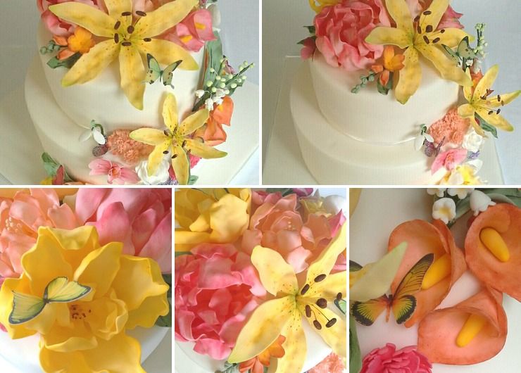 Colourful floral wedding cake
