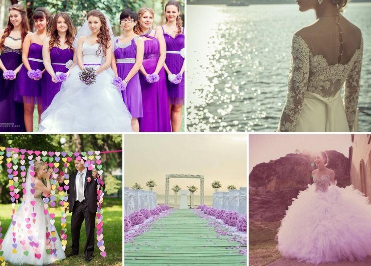 Outdoor purple bridesmaids