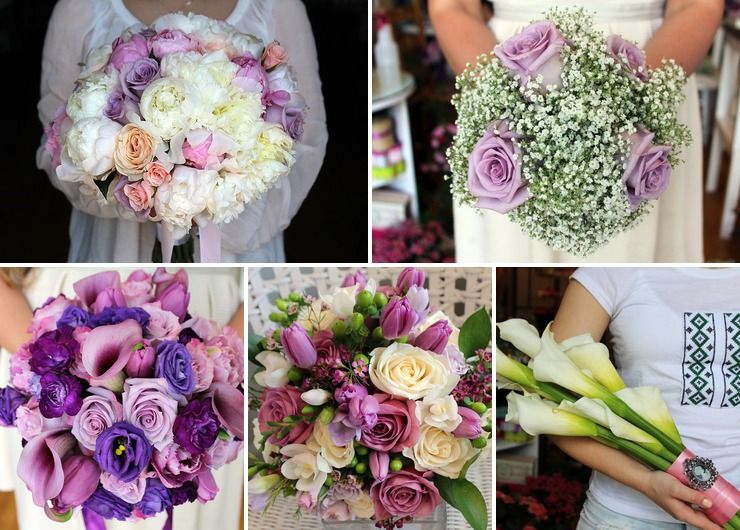 Bridal bouquets; peonies, hydrangea, roses, garden roses, calla lilies, baby's breath, orchids