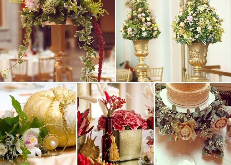 Golden details in wedding decor
