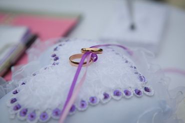 Purple wedding ring pillows