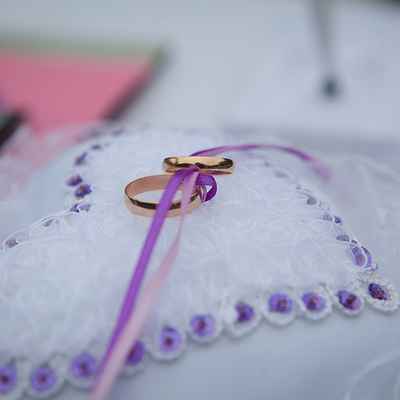 Purple wedding ring pillows