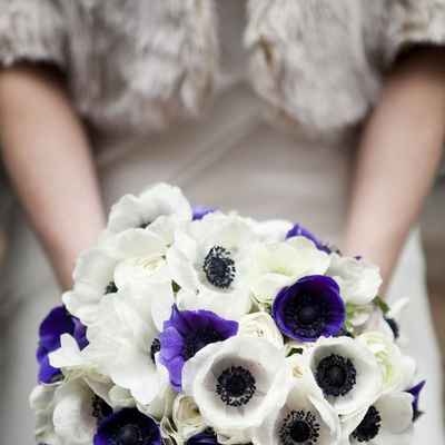 Purple anemone wedding bouquet