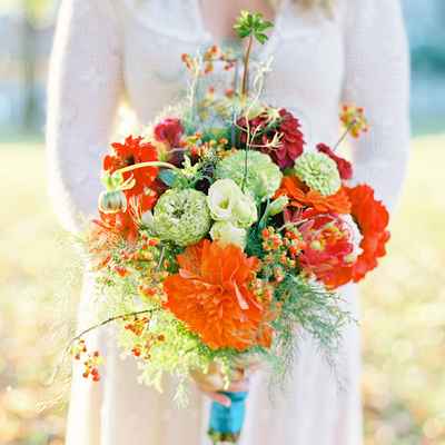 Orange aster wedding bouquet