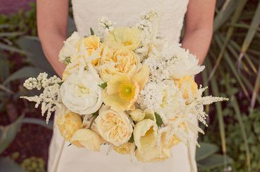 Yellow peony wedding bouquet