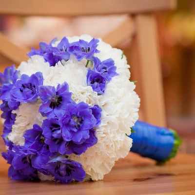 Blue carnation wedding bouquet