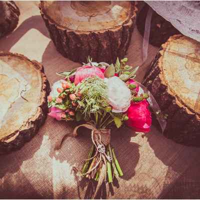 Rustic brown peony wedding bouquet