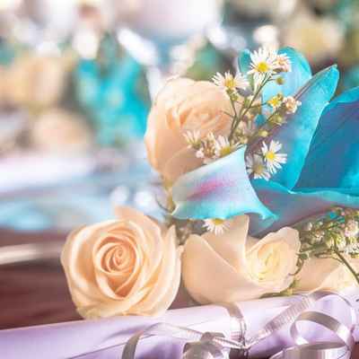 Overseas blue wedding floral decor
