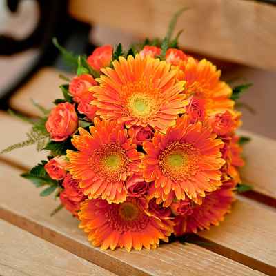 Autumn orange gerbera wedding bouquet