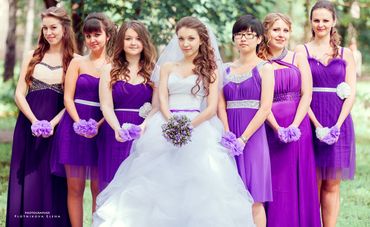 Purple long wedding dresses