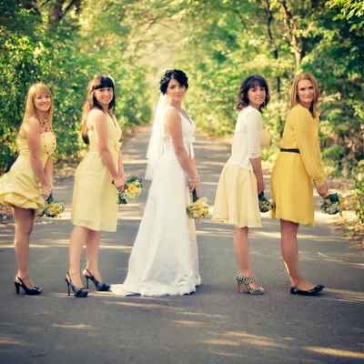 Yellow long wedding dresses