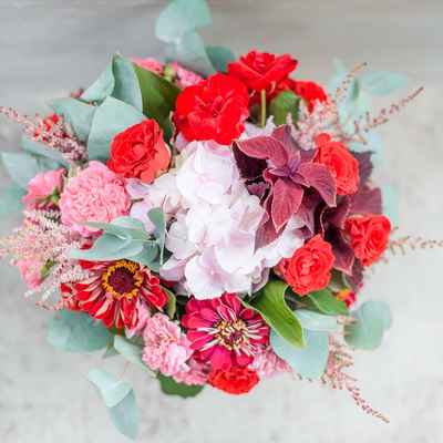Red aster wedding bouquet