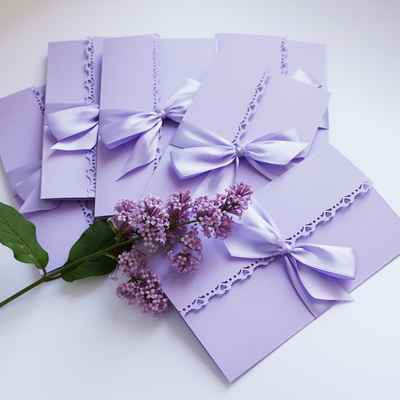 Spring purple wedding invitations