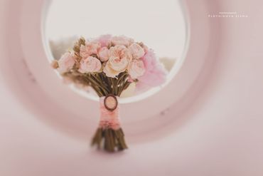 Pink rose wedding bouquet