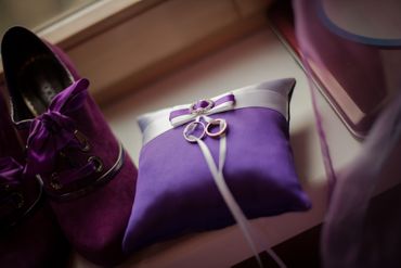 Purple wedding ring pillows