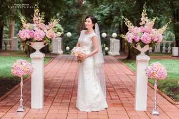 Pink long wedding dresses