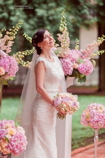 Pink long wedding dresses