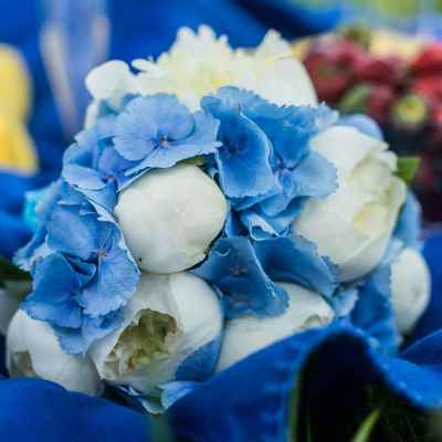 Blue peony wedding bouquet