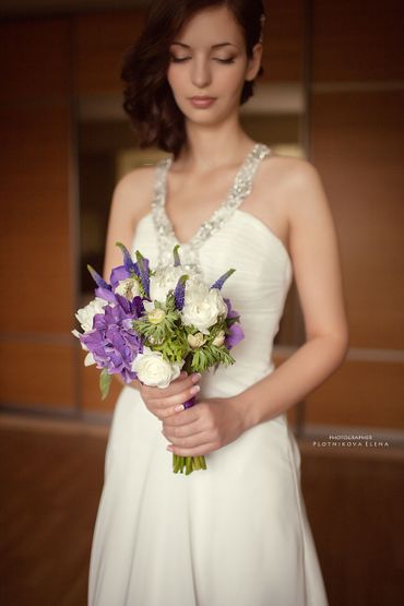 Purple rose wedding bouquet