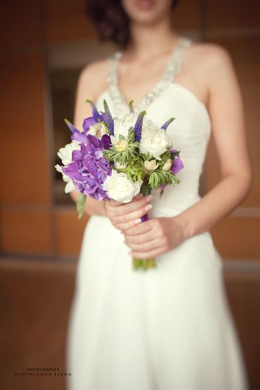 Purple rose wedding bouquet