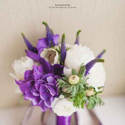 Purple peony wedding bouquet