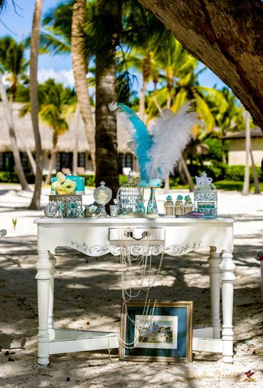 Beach blue photo session decor