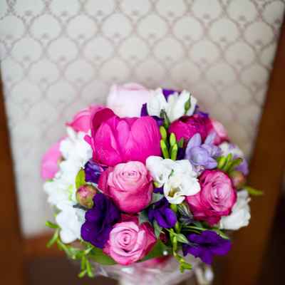 Pink rose wedding bouquet