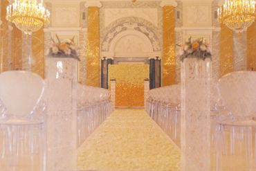 Yellow wedding ceremony decor