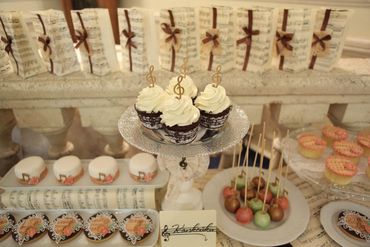 Themed ivory wedding cupcakes