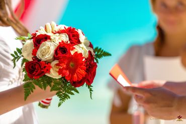 Red rose wedding bouquet