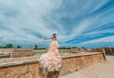 Orange open wedding dresses