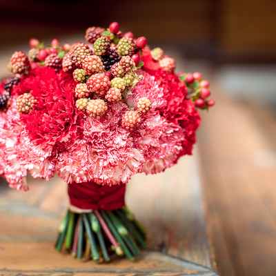 Red carnation wedding bouquet