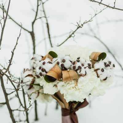 Winter brown carnation wedding bouquet