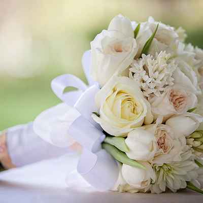 Spring ivory tulip wedding bouquet