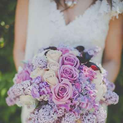 Spring pink lilac wedding bouquet