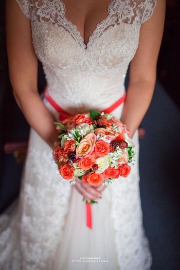 Red rose wedding bouquet