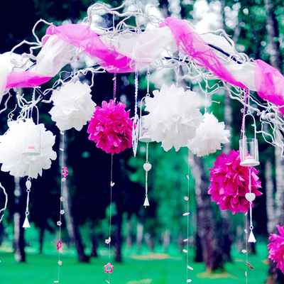 Summer pink wedding ceremony decor