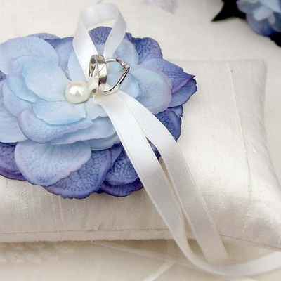 Blue wedding ring pillows