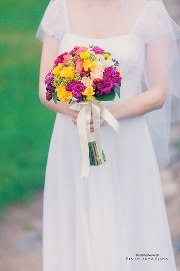 Pink friezes wedding bouquet