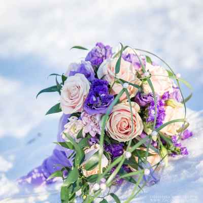 Purple eustoma wedding bouquet