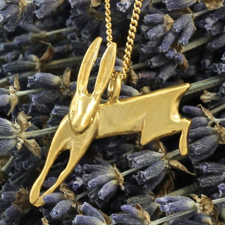 Golden hare pendant