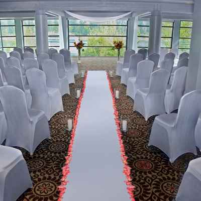 White wedding ceremony decor