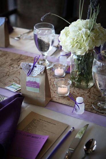 Rustic purple wedding favours