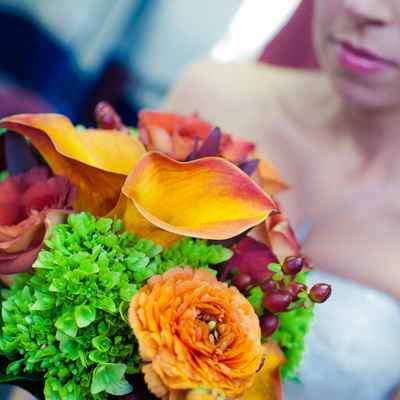 Orange calla wedding bouquet
