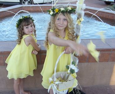 Yellow kids at wedding