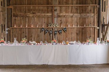 Rustic wedding reception decor
