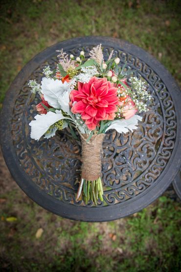 Rustic white gerbera wedding bouquet