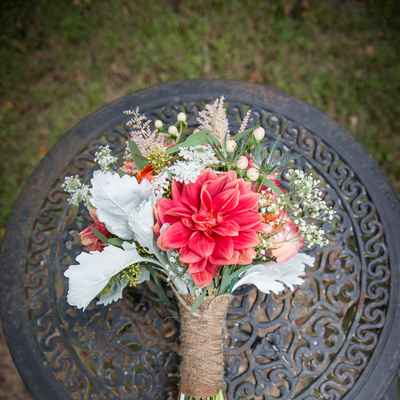 Rustic white gerbera wedding bouquet