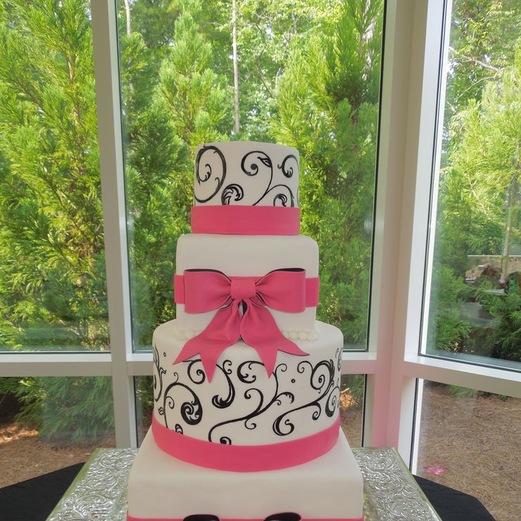 Pink & Black Wedding Cake