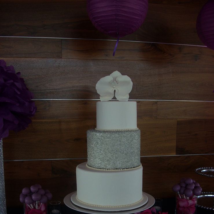 White Orchid Wedding Cake